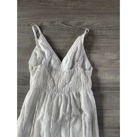 Boho Lace Hi Low Maxi Dress Ivory Cottagecore Romantic Festival EUC No Tags - Picture 11 of 11